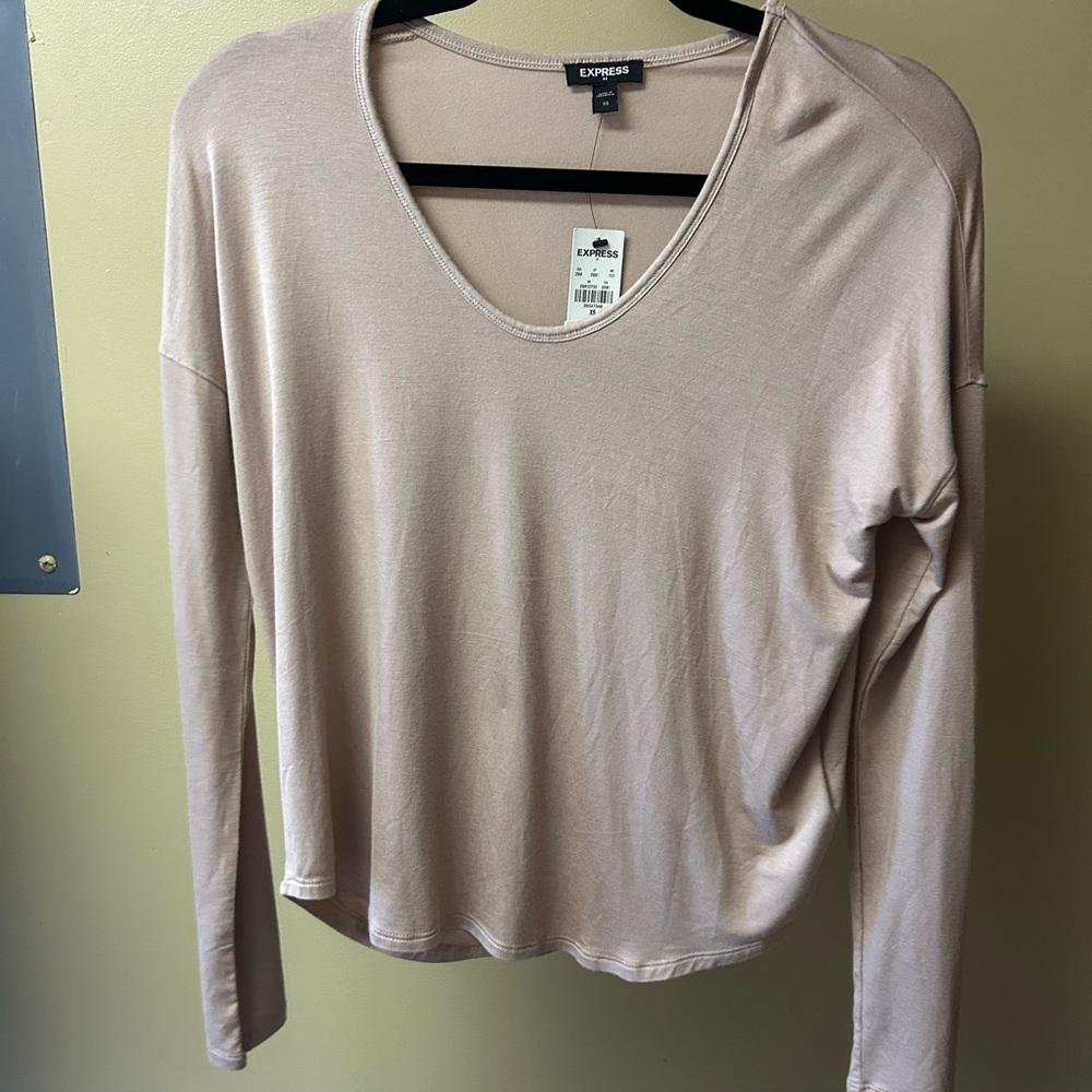 Express Light Pink Long Sleeve Blouse